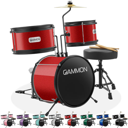 3pc Junior Drum Set - Beginner Kit with Throne - Cymbal - Drumsticks